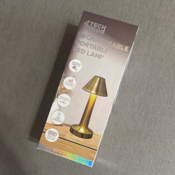 NEW Tech Mod Gold Rechargeable Portable LED Lamp - Picture 1 of 6